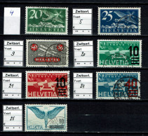 Suisse 1938 - YT 4-5-9-20-21-24-25 - Oblit. Used - Used Stamps
