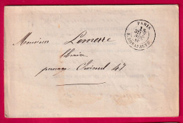 CAD TAXE PARIS 15C R BONAPARTE 1866 LETTRE ACHEMINEE DE GRENOBLE ISERE POUR PARIS LETTRE - 1801-1848: Précurseurs XIX