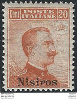 1917 Egeo Nisiro 20c. Arancio Bc MNH Sassone N. 9 - Andere & Zonder Classificatie