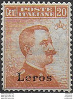 1921-22 Egeo Lero 20c. Arancio Bc. MNH Sassone N. 11 - Sonstige & Ohne Zuordnung