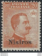 1921-22 Egeo Nisiro 20c. Arancio MNH Sassone N. 11 - Other & Unclassified