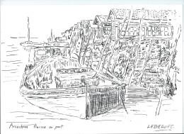 Art & Antiquités > Tableaux > Arcachon Pinasse Au Port Dessin Encre Original De B. Le Beguec - Zeichnungen