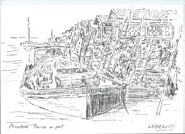 Art & Antiquités > Tableaux > Arcachon Pinasse Au Port Dessin Encre Original De B. Le Beguec - Tekeningen