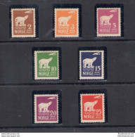 1925 NORVEGIA, Catalogo Unificato N. 101-107 Stemmi, MNH** - Sonstige & Ohne Zuordnung