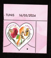 2024 - Tunisie - Fête Des Mères - Femme- Enfants- Rose- Papillon- Main- Amour - Emission Complète 1v.MNH** Coin Daté - Mother's Day