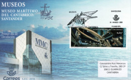 SPAIN. Barcelona Circulated First Day Cover From Santander With Maritime Museum Of Santander. Skeleton Of A Whale - Baleines