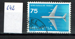 Suisse 1960 - YT 642 - Oblit. Used - Avion, Swissair Jet - Usati