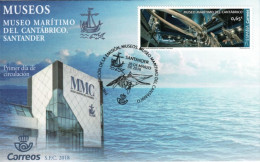 SPAIN. FDC From Santander With Maritime Museum Of Santander. Skeleton Of A Whale. Presentation Cachet - Baleines