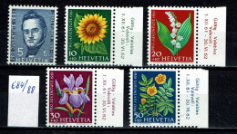 Suisse 1961 - YT 684/688 ** MNH - Nuevos