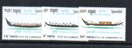 CAMBODIA - 1989 - PIROGUES  SET OF 3  MINT NEVER HINGED - Kambodscha