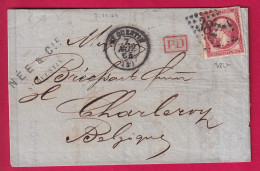 N°17B GC 3827 ST QUENTIN AISNE POUR CHARLEROY BELGIQUE LETTRE - 1849-1876: Periodo Classico