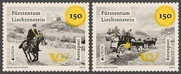 LIECHTENSTEIN  -EUROPA 2020-"ANTIGUAS RUTAS POSTALES - ANCIENT POSTAL ROUTES"- SET Of 2 Stamps - 2020