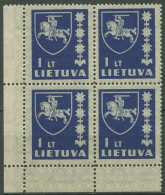 Litauen 1939 Freimarke Wappen 432 Viererblock Postfrisch - Lituania