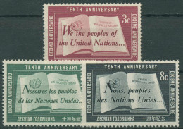 UNO New York 1955 10 Jahre Vereinte Nationen Präambel D. Charta 39/41 Postfrisch - Unused Stamps