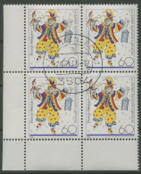 Bund 1988 Mainzer Karneval 1349 4er-Block Ecke 3 Gestempelt (R80208) - Oblitérés