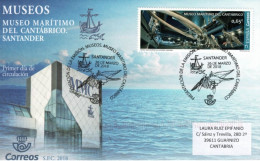 SPAIN. Circulated FDC From Santander With Maritime Museum Of Santander. Skeleton Of A Whale. Presentation Cachet - Wale