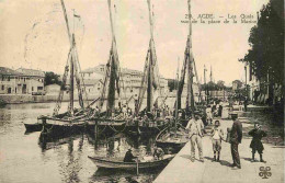 34 - Agde - Les Quais Vus De La Place De La Marine - Animée - CPA - Voir Scans Recto-Verso - Agde