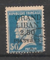 GRAND LIBAN - 1924 - N°YT. 17 - Type Pasteur 2pi50 Sur 50c Bleu - Oblitéré / Used - Gebruikt