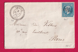 N°22 GC 4015 TREON EURE ET LOIRE CAD TYPE 22 POUR PARIS INDICE 15 LETTRE - 1849-1876: Classic Period