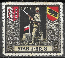 1914-1918 SWITZERLAND Soldatenmarken Suisse Militaire Vignette 1917 Stab.j. Br.8   MLH FULL GUM VF - Vignettes