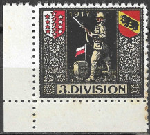 1914-1918 SWITZERLAND Soldatenmarken Suisse Militaire Vignette 1917 3.division  MLH FULL GUM VF - Vignetten