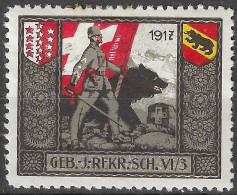 1914-1918 SWITZERLAND Soldatenmarken Suisse Militaire Vignette 1917 GEB.J.REKR.SCH.VI/3 MLH FULL GUM VF - Viñetas