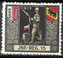 1914-1918 SWITZERLAND Soldatenmarken Suisse Militaire Vignette 1917 JNF.-REGIMENT 15  MLH FULL GUM VF - Viñetas