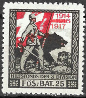 1914-1918 SWITZERLAND Soldatenmarken Suisse Militaire Vignette 3.Division BAT.25 OVERPRINT 1917  MLH FULL GUM VF - Viñetas