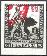 1914-1918 SWITZERLAND CINDERELLA Soldatenmarken Suisse Poste Militaire Vignette 3.Division BAT.25  MLH FULL GUM VF - Labels