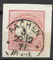 GERMANY DEUTSCHE REICHS POST 3 KREUZER 1871 AACHEN CANCEL - Used Stamps