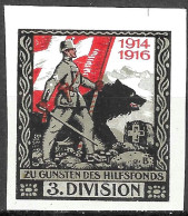 SWITZERLAND CINDERELLA Soldatenmarken Suisse  Poste Militaire Vignette-timbre 1914-1918 // 3.Division MLH FULL GUM VF - Etichette