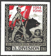 SWITZERLAND CINDERELLA Soldatenmarken Suisse  Poste Militaire Vignette-timbre 1914-1918 // 3.Division MLH FULL GUM VF - Etichette