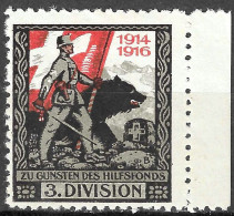 SWITZERLAND CINDERELLA Soldatenmarken Suisse  Poste Militaire Vignette-timbre 1914-1918 // 3.Division MLH FULL GUM VF - Viñetas