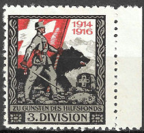 SWITZERLAND CINDERELLA Soldatenmarken Suisse  Poste Militaire Vignette-timbre 1914-1918 // 3.Division MLH FULL GUM VF - Etichette