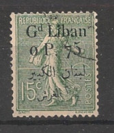 GRAND LIBAN - 1924-25 - N°YT. 25 - Type Semeuse 0pi75 Sur 15c Vert-olive - Oblitéré / Used - Gebraucht