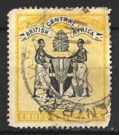 RHODESIA..." NYASALAND."..QUEEN VICTORIA..(1837-01.).." 1895.."..3/-....SG27....REPAIRED.....SOLD AS A FILLER......USED. - Nyasaland (1907-1953)