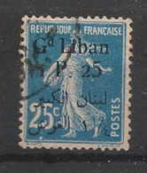 GRAND LIBAN - 1924-25 - N°YT. 27 - Type Semeuse 1pi25 Sur 25c Bleu - Oblitéré / Used - Gebraucht