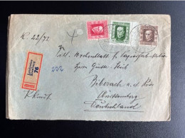 CZECHOSLOVAKIA 1925 REGISTERED LETTER LOUCOVICE KIENBERG TO BIBERACH 01-10-1925 CESKOSLOVENSKO EINSCHREIBEN - Briefe U. Dokumente