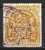 RHODESIA......QUEEN VICTORIA..(1837-01.).." 1898...".....£20...FISCAL.....SG93a.........USED. - Rodesia Del Sur (...-1964)