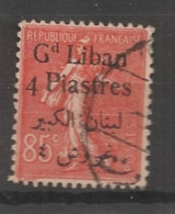 GRAND LIBAN - 1924-25 - N°YT. 35 - Type Semeuse 4pi Sur 85c Rouge - Oblitéré / Used - Gebruikt