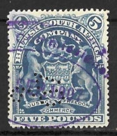 RHODESIA......QUEEN VICTORIA..(1837-01.).." 1898...".....£5...FISCAL.....SG92....(CAT.AL.£2750..).....USED. - Rhodésie Du Sud (...-1964)