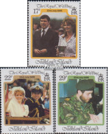 Falklandinseln 457-459 (kompl.Ausg.) Postfrisch 1986 Prinz Andrew Sarah Ferguson - Falklandinseln