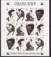 WWF Ghana Monkeys Imperforate Sheelet - Unused Stamps