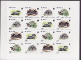 WWF Monaco Sheetlet Imperforate Turtles Tortues Hermann Testudo Hermanni - Nuovi