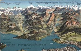 11755607 Vierwaldstaettersee SZ Panoramakarte Alpen Brunnen - Sonstige & Ohne Zuordnung