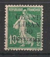GRAND LIBAN - 1924 - N°YT. 3 - Type Semeuse 50c Sur 10c Vert - Oblitéré / Used - Usati