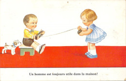 Un Homme Est Toujours Utile à La Maison Surtout Pour Enrouler Et Dérouler La Pelote De Laine - 1900-1949