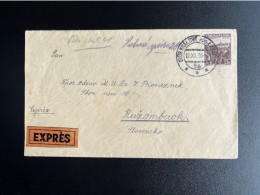 CZECHOSLOVAKIA 1938 EXPRESS LETTER DVUR KRALOVE NAD LABEM TO RUZOMBEROK 12-11-1938 CESKOSLOVENSKO EXPRES - Lettres & Documents