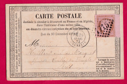 N°58 BDF GC 1715 PARIS GRENELLE CARTE PRECURSEUR N°1 POUR PARIS LETTRE - 1849-1876: Classic Period