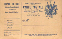 Carte Postale En Franchise Militaire Du Corps Expéditionnaire Russie Belgique Angleterre Japon Serbie 1914 - WW I